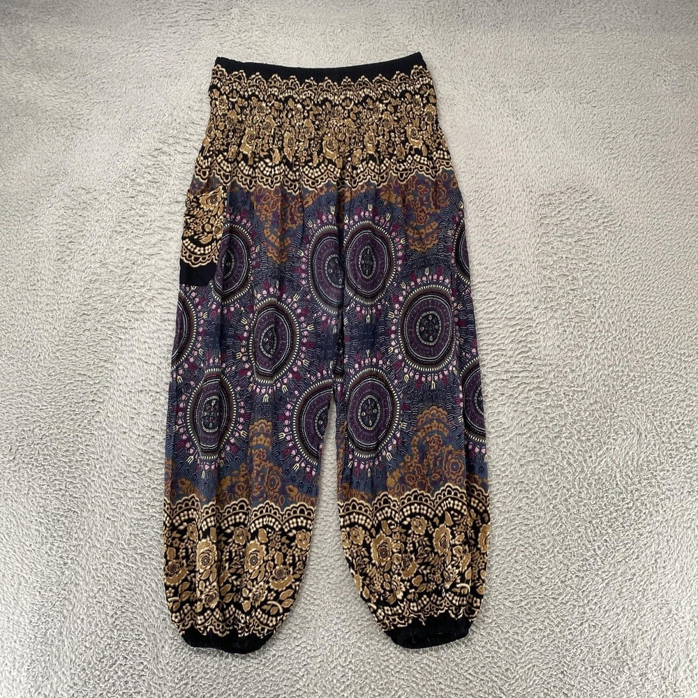 Bangkok Harem Pants Womens Plus Size Paisley Boho Elastic Waist‎ Cuffed